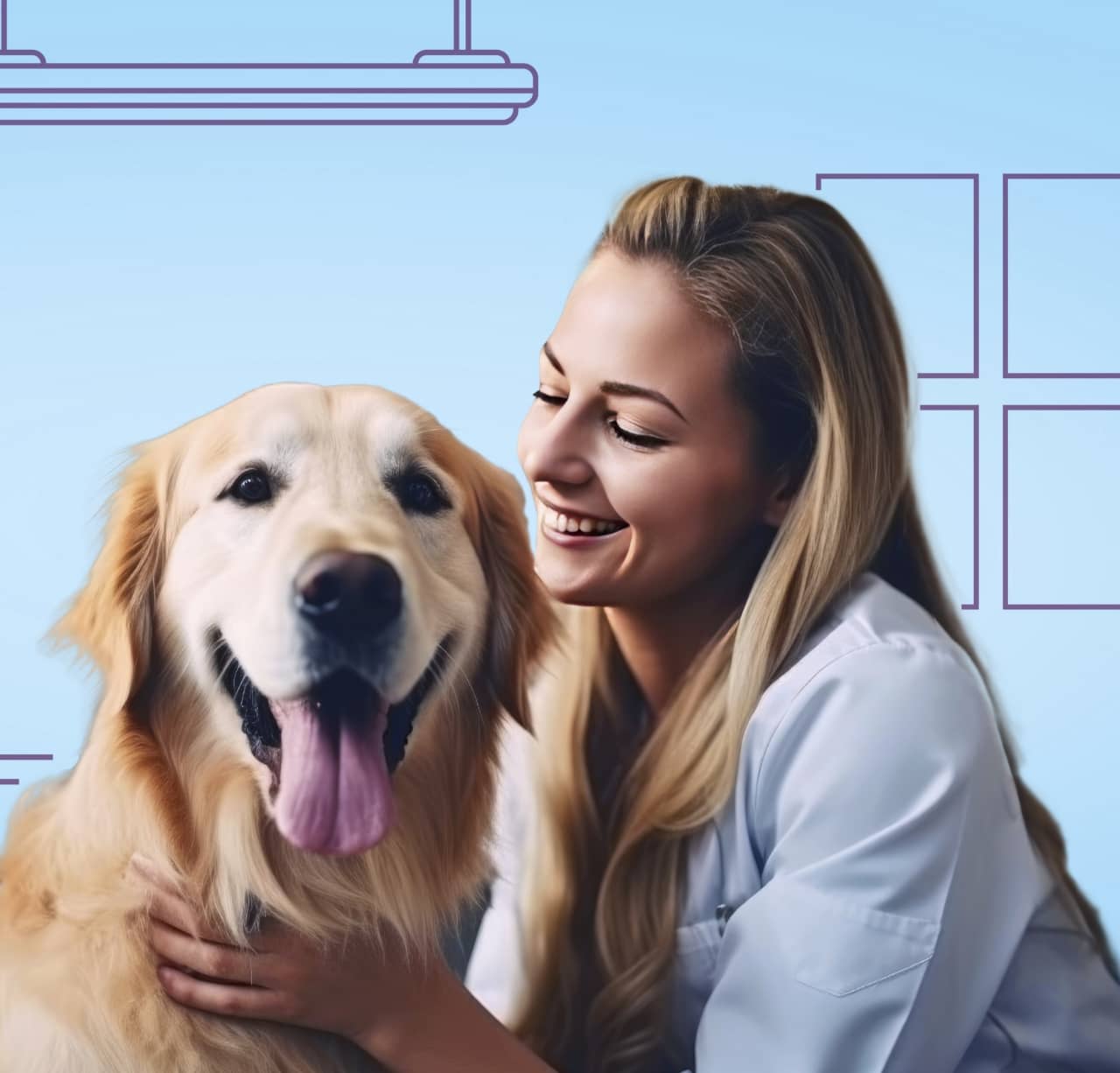 Veterinarian with Golden Retriever